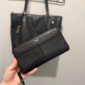 Fossil Black Women's Tara Shopper & Wallet